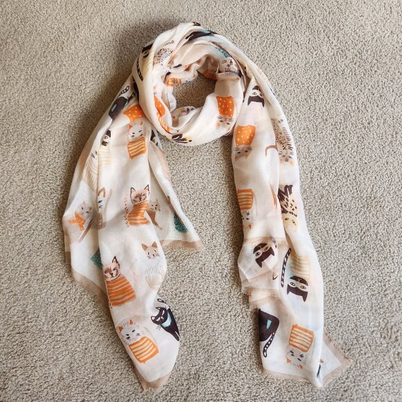 Accessories - NEW Gauzy Cat Kitten Kitty Scarf Cotton/Viscose